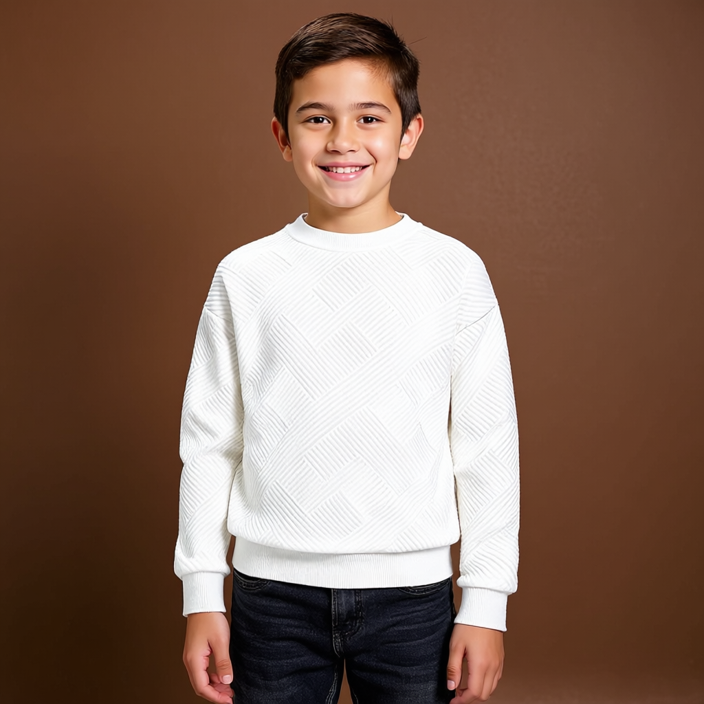 Boys Geometric Pattern Sweatshirts with Long Sleeves Pullover Style