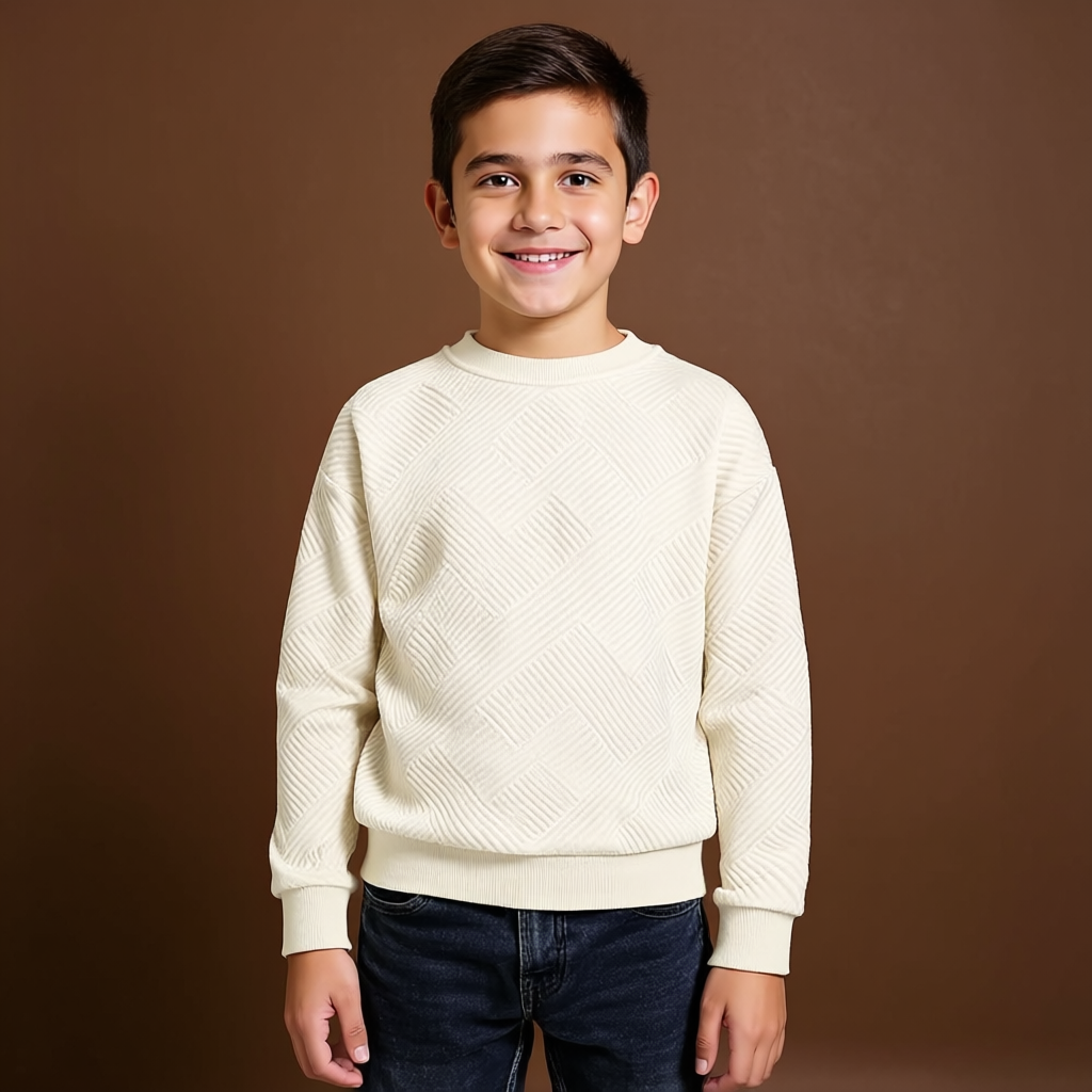Boys Geometric Pattern Sweatshirts with Long Sleeves Pullover Style
