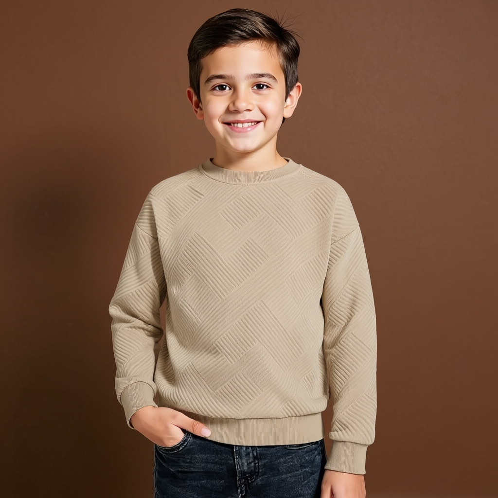 Boys Geometric Pattern Sweatshirts with Long Sleeves Pullover Style