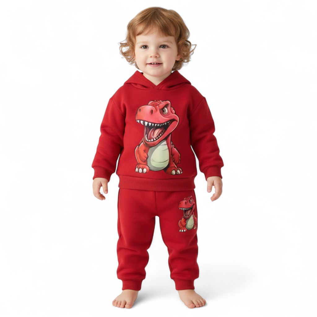 Cartoon Dinosaur Print Hooded Long Sleeve Sweatshirt