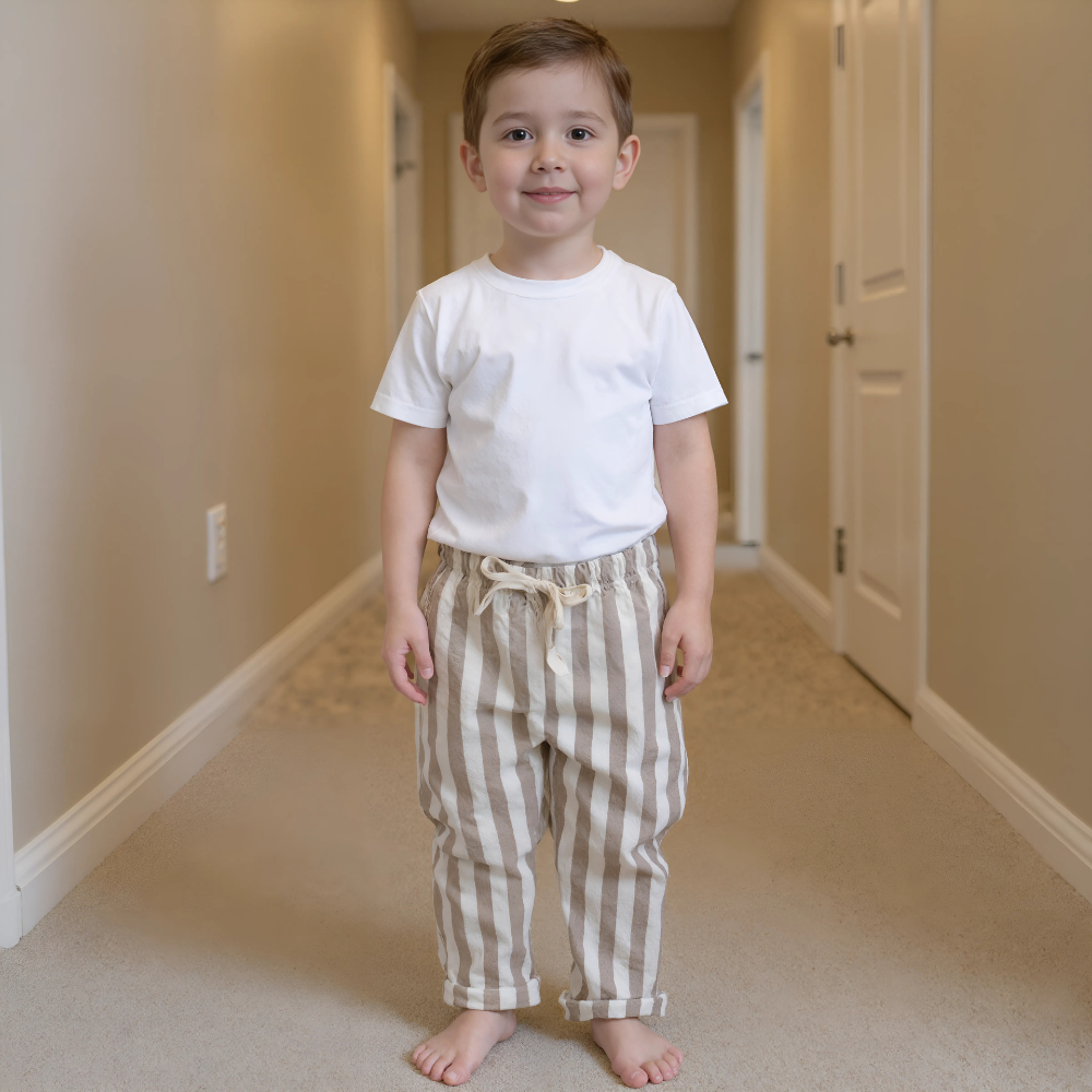 Baby Striped Drawstring Casual Pants