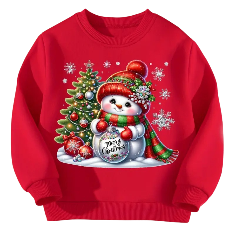 Casual Snowman And Tree Applique Christmas Print Sweatshirt