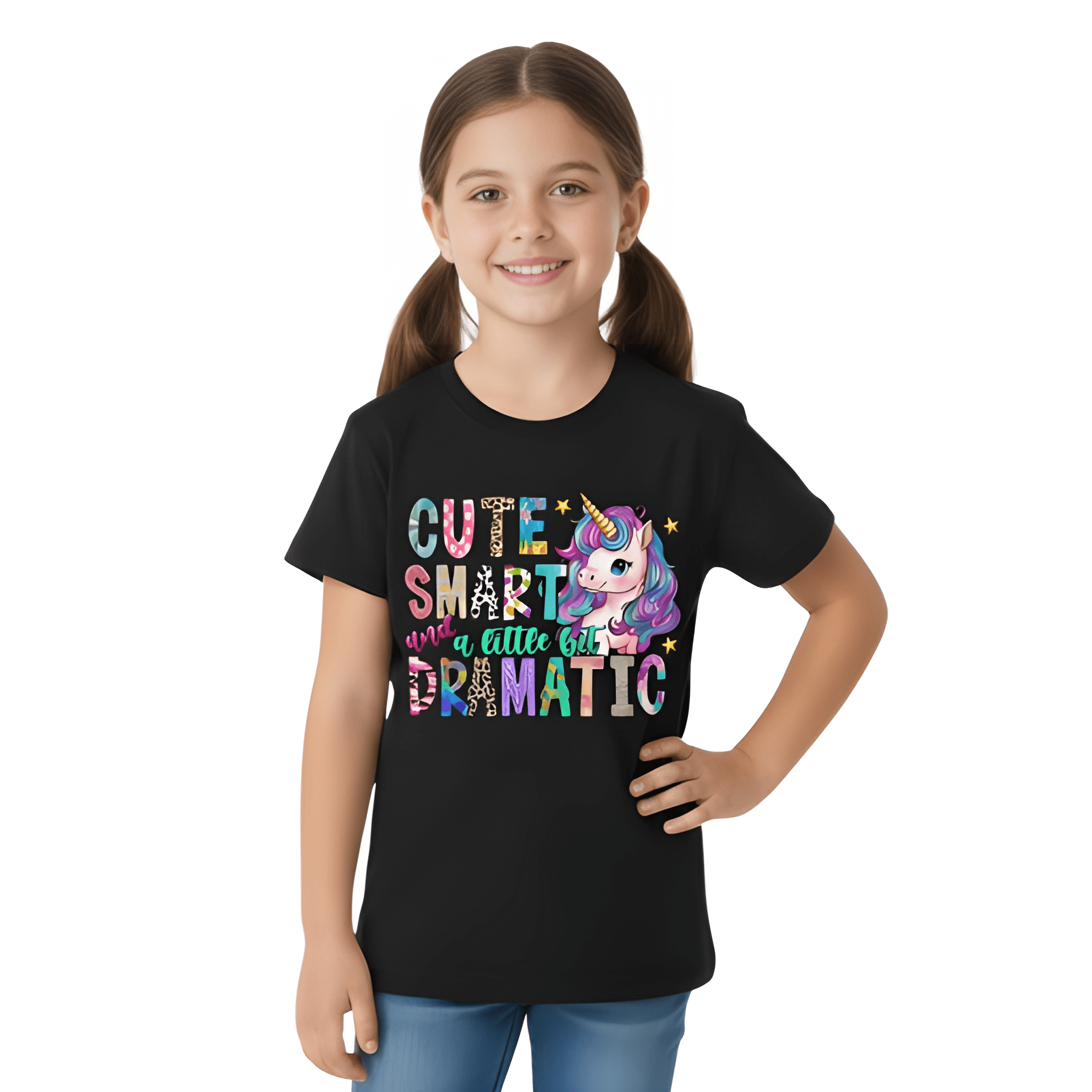 Unicorn Graphic Letter Print T Shirt For Girls