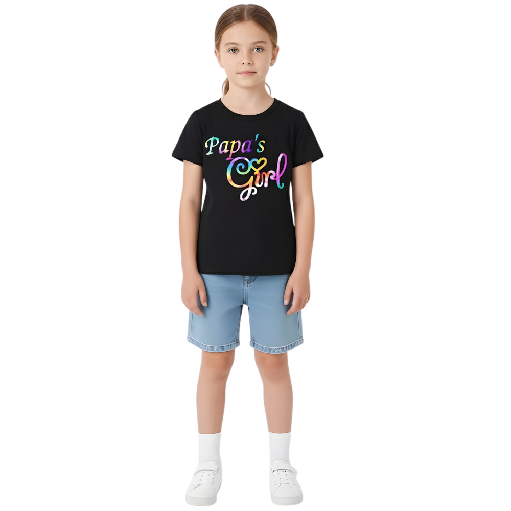 Papas Girl Colorful Letter Print Summer T Shirt For Girls