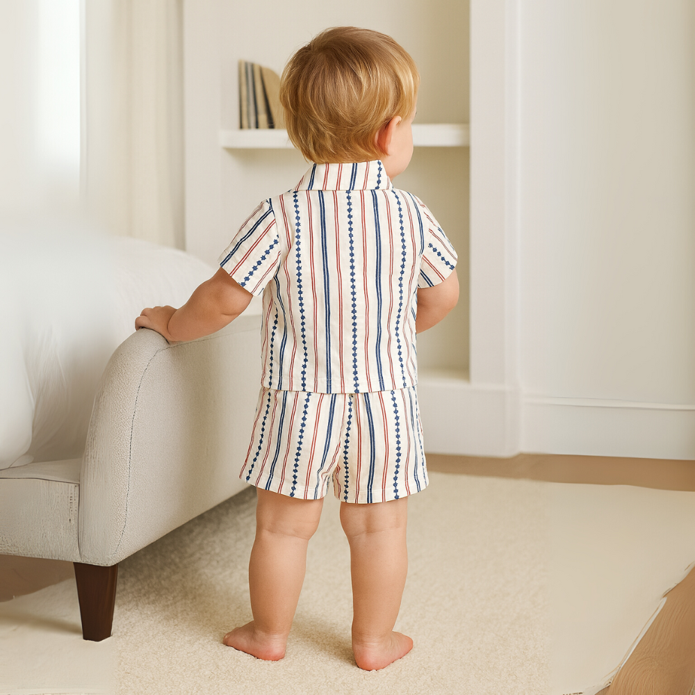 Star Striped Top And Shorts Set