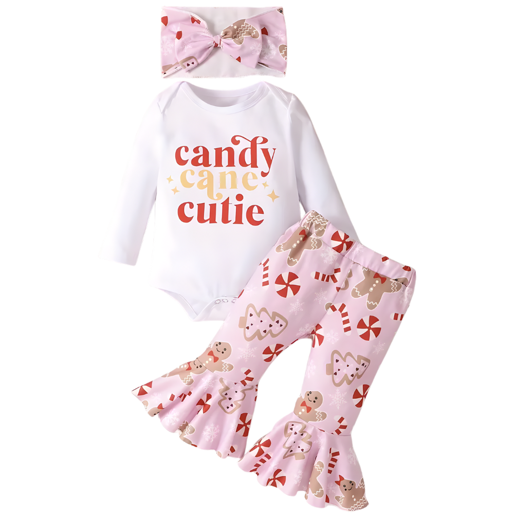  3 Piece Of Baby Girl Romper Set With Polka Dot Pants