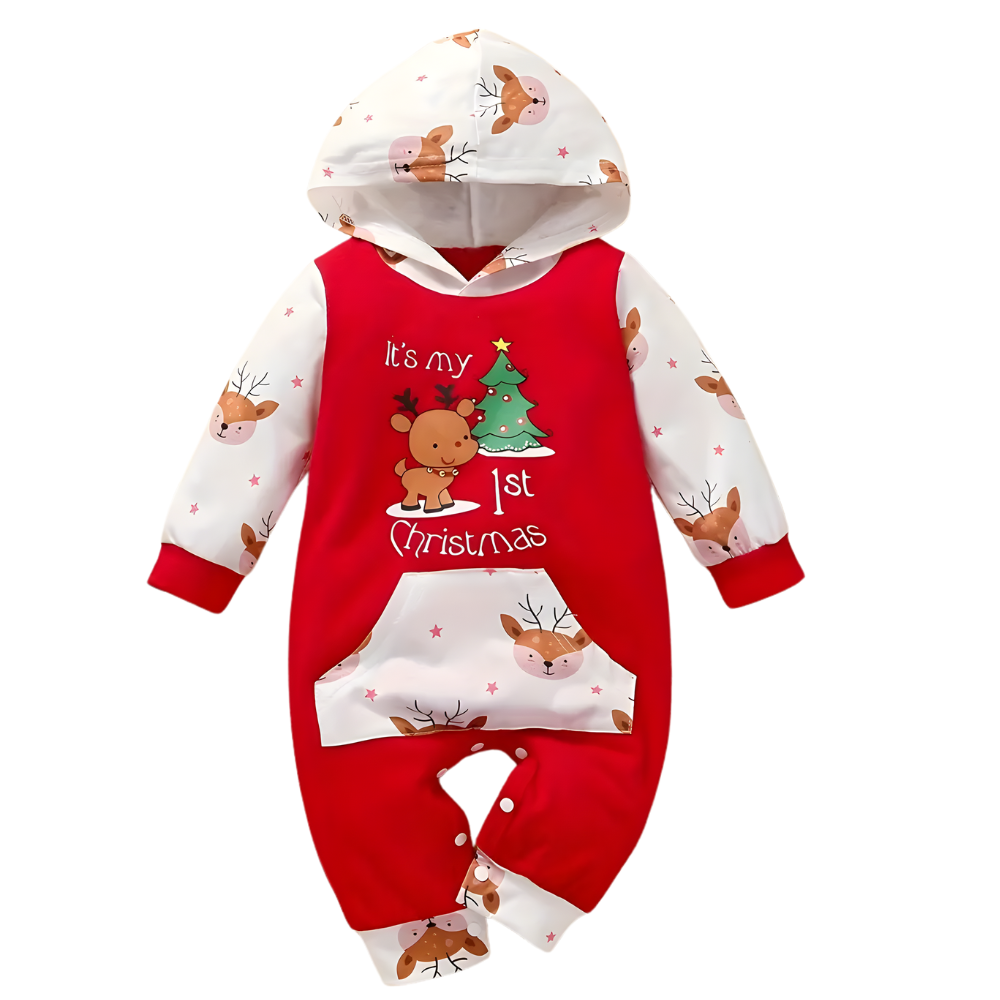 Christmas First Christmas Red And White Onesie For Baby Girl 