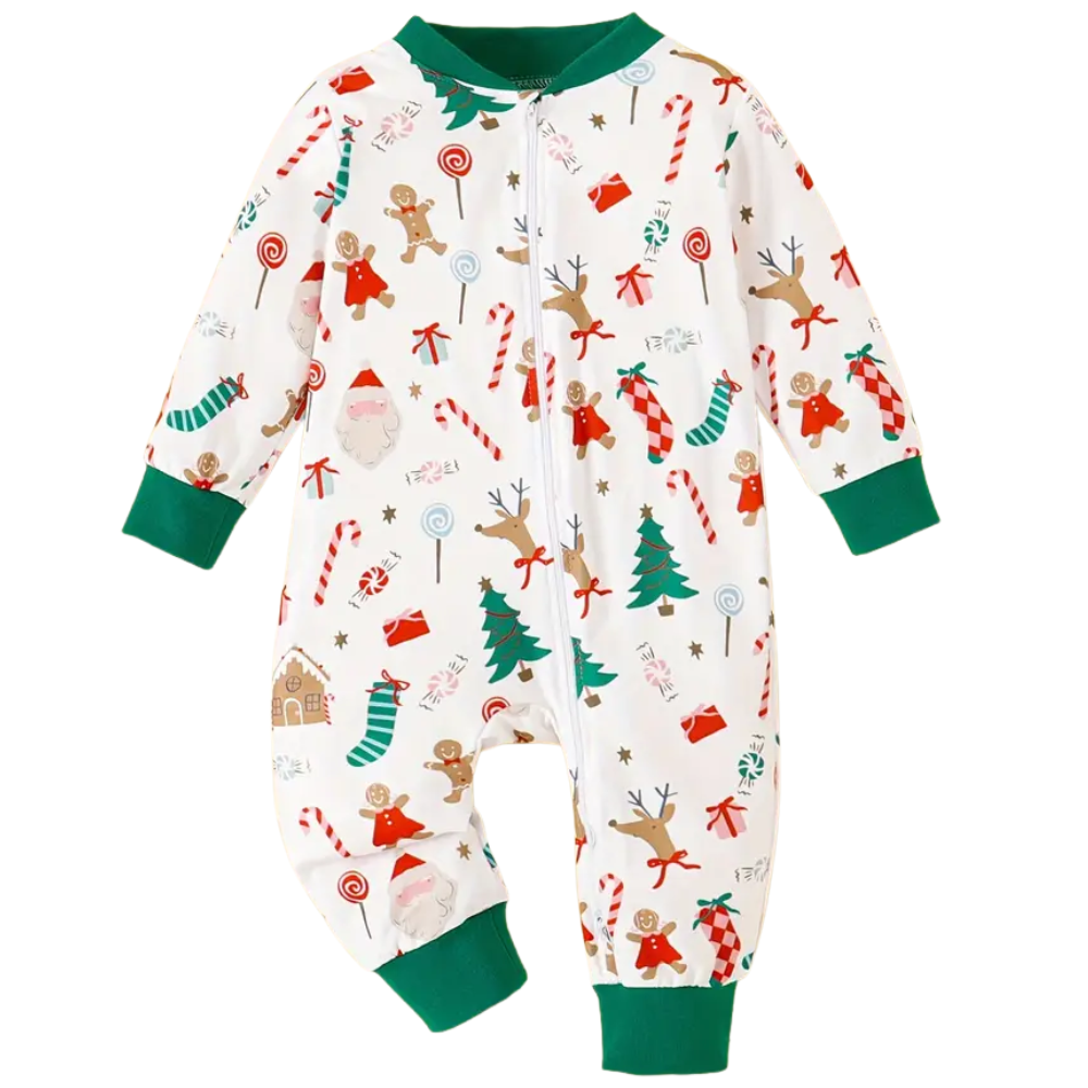 Christmas Cartoon Print Long Sleeve Romper For Baby 