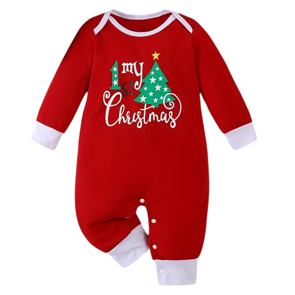 Newborn Baby Christmas Print Long Sleeve Romper