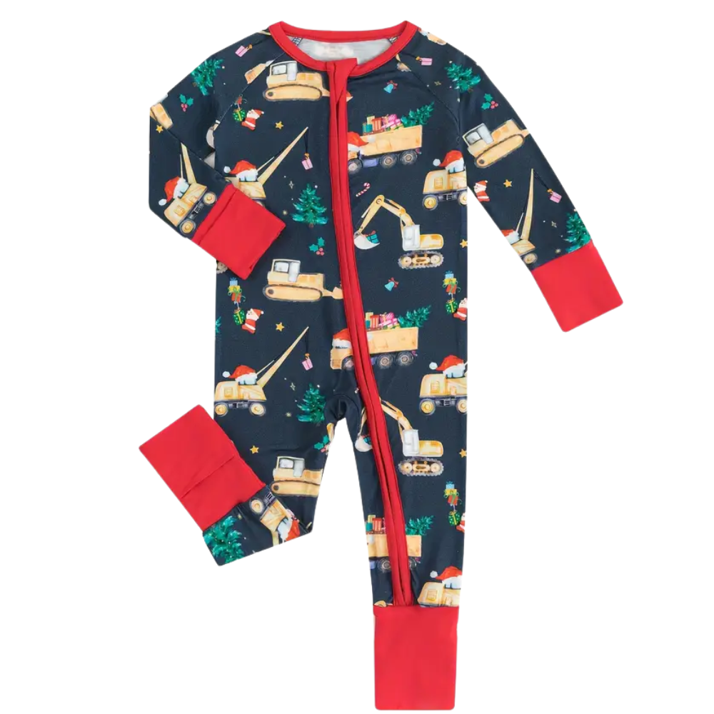 Unisex Bamboo Fiber Excavator Printed Zipper Onesie