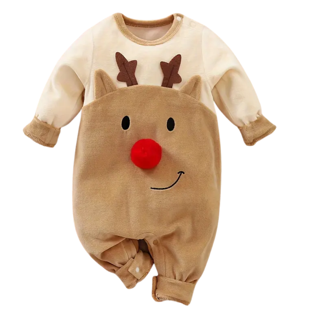 Christmas Reindeer Printed Thick Cotton Long Sleeve Onesie