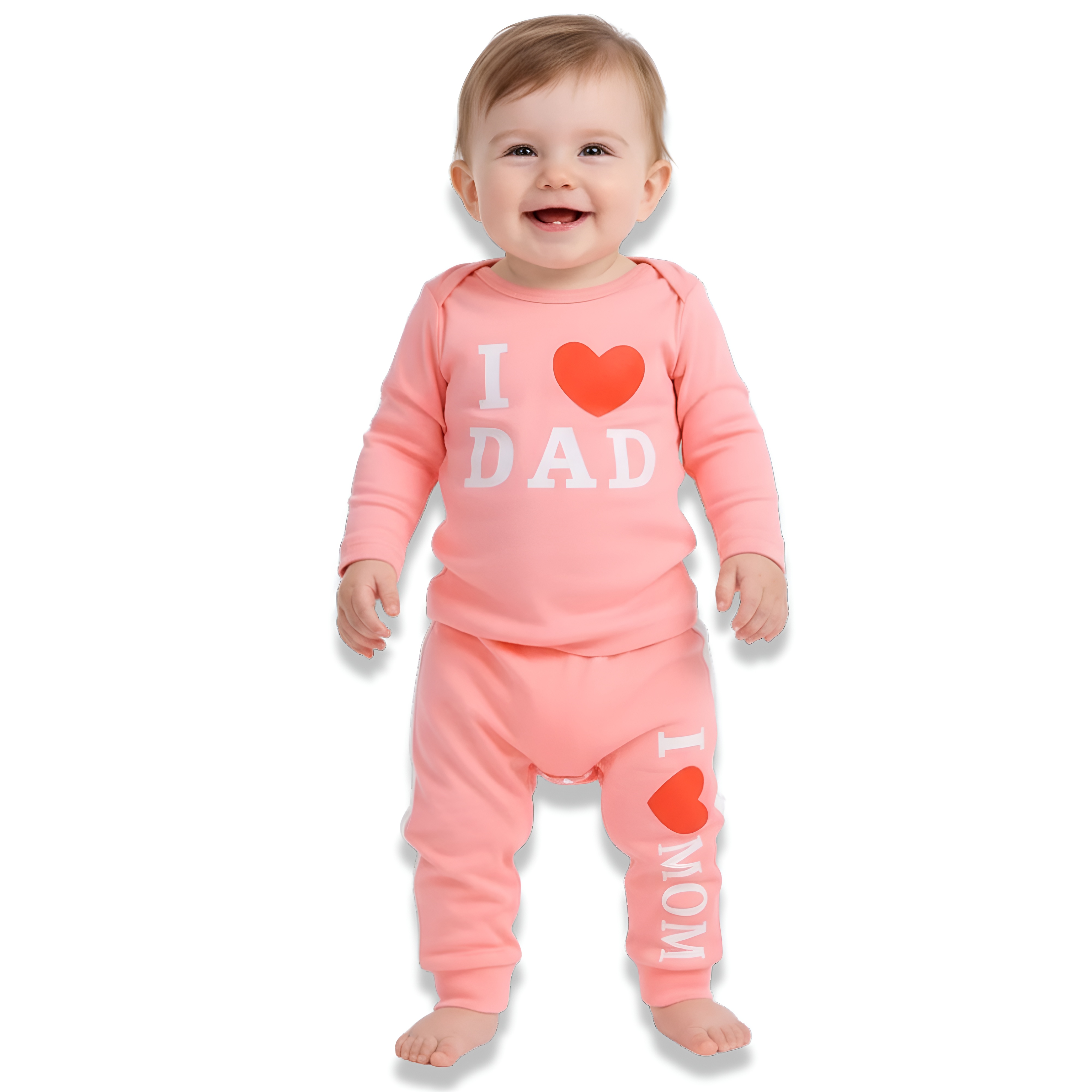 Baby Girl Round Neck Letter Print Long Sleeve Romper and Pants Casual Two Piece Set