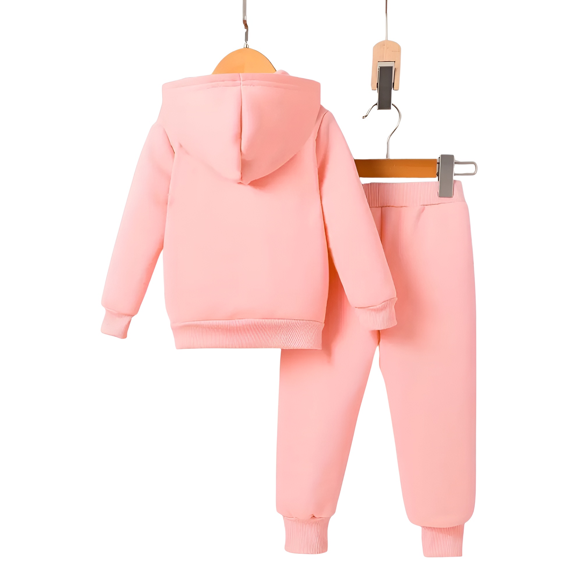 Girls Cartoon Print Hooded Long Sleeve Fleece Sweatshirt Casual Two Piece Set