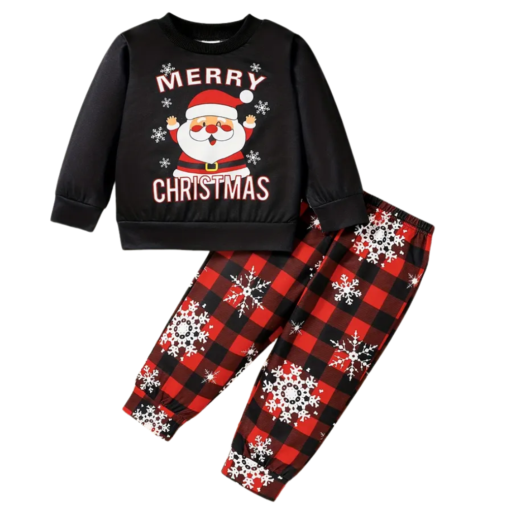  Merry Christmas Santa Plaid Pajama Set For Boys