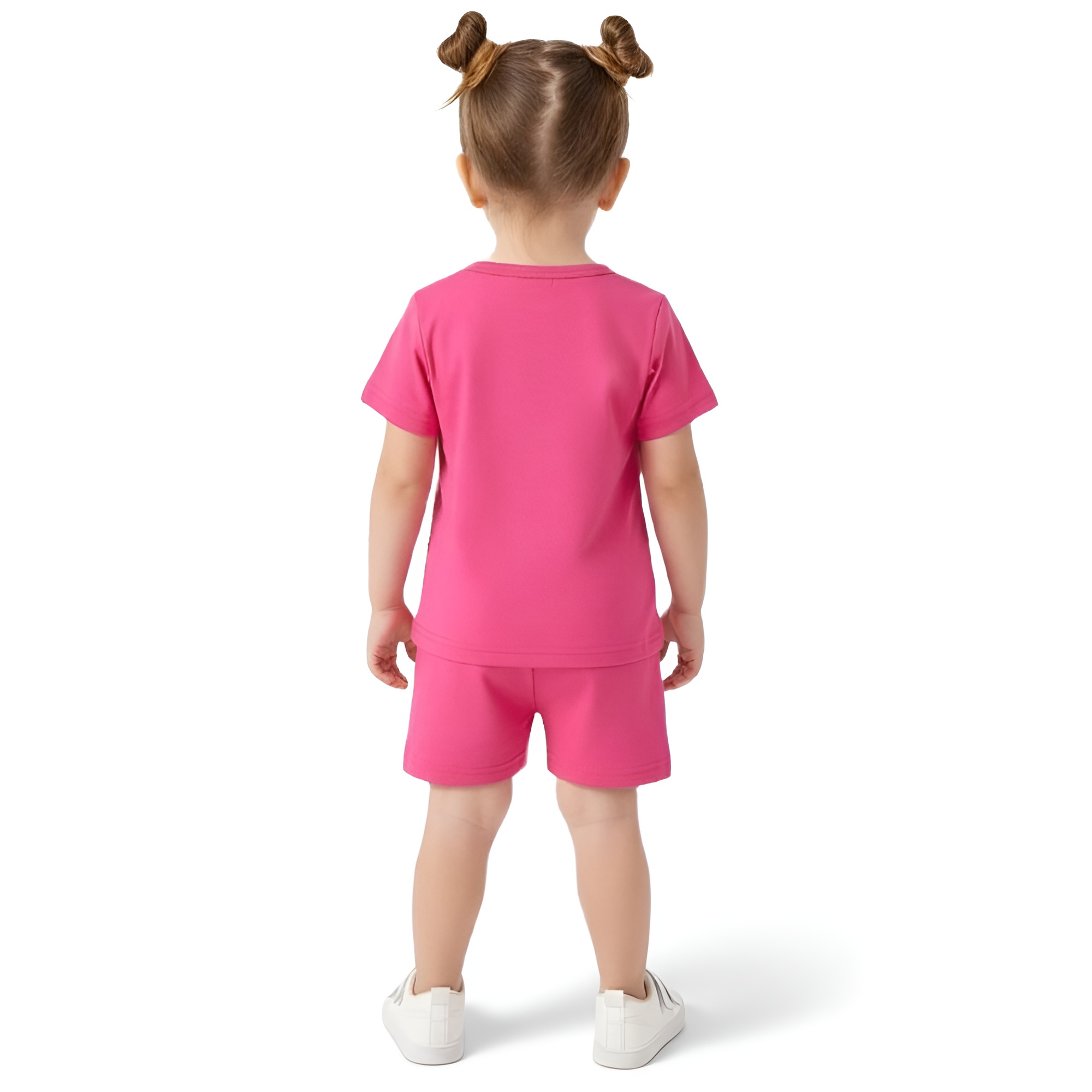 Baby Girls Round Neck Leopard Print Love Graphic Short Sleeve Top and Shorts Two Piece Set