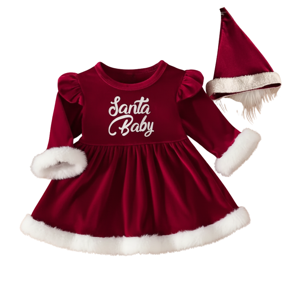 Santa Baby Printed Christmas Bodysuit Set