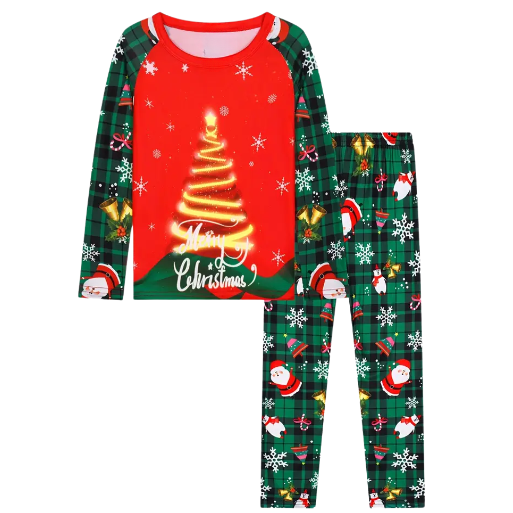 Christmas Plaid Digital Print Pajamas Boys Set