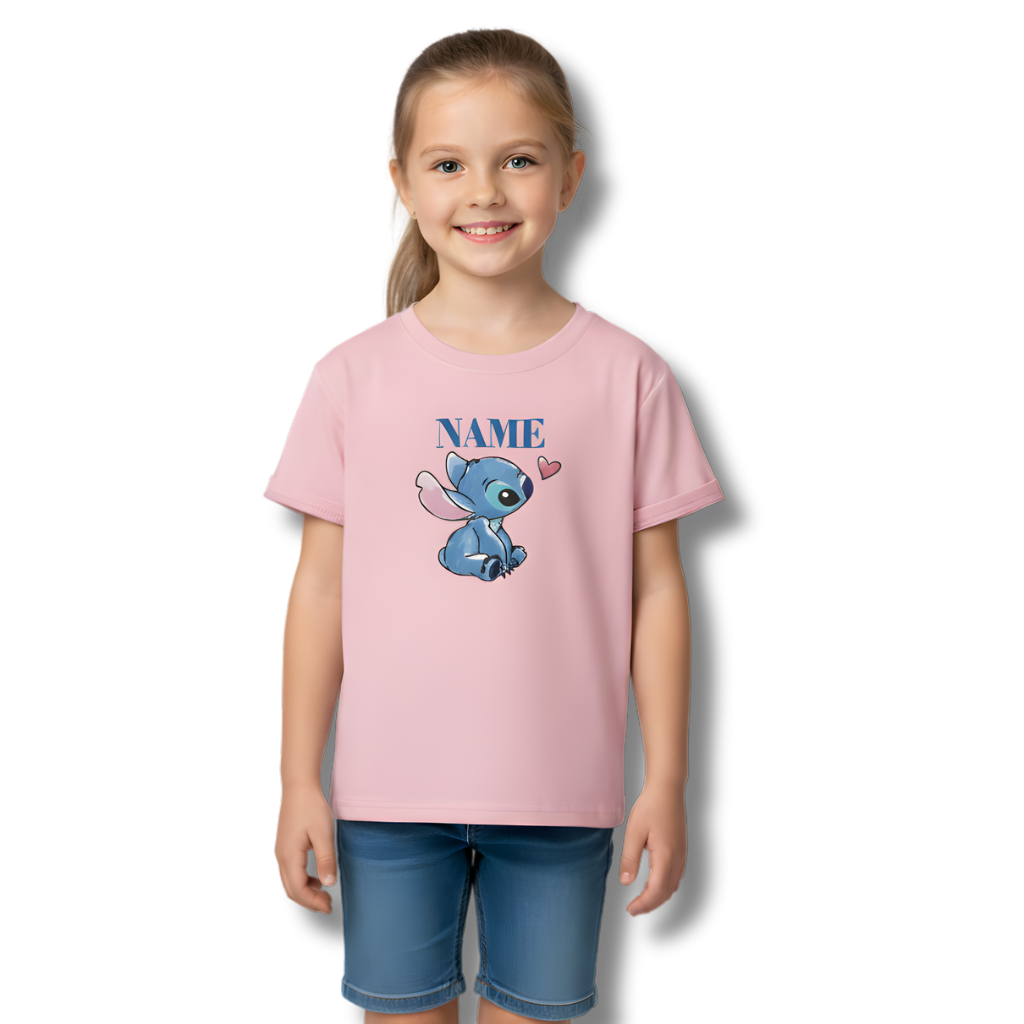 Custom Stitch Cartoon Personalized Name Kids Tee