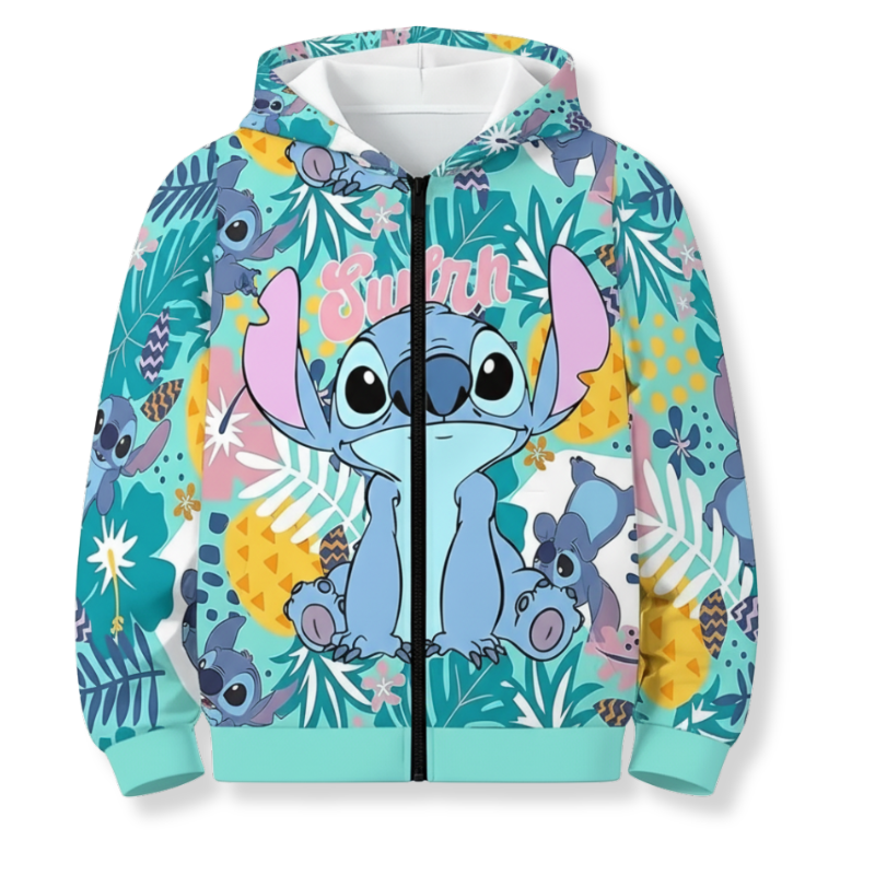 Girls Colorful 3D Printed Zip Up Sweatshirt