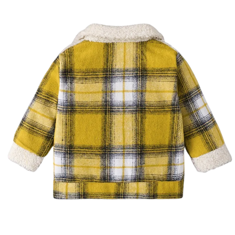 Toddler Fleece Plaid Coat With Soft Lining