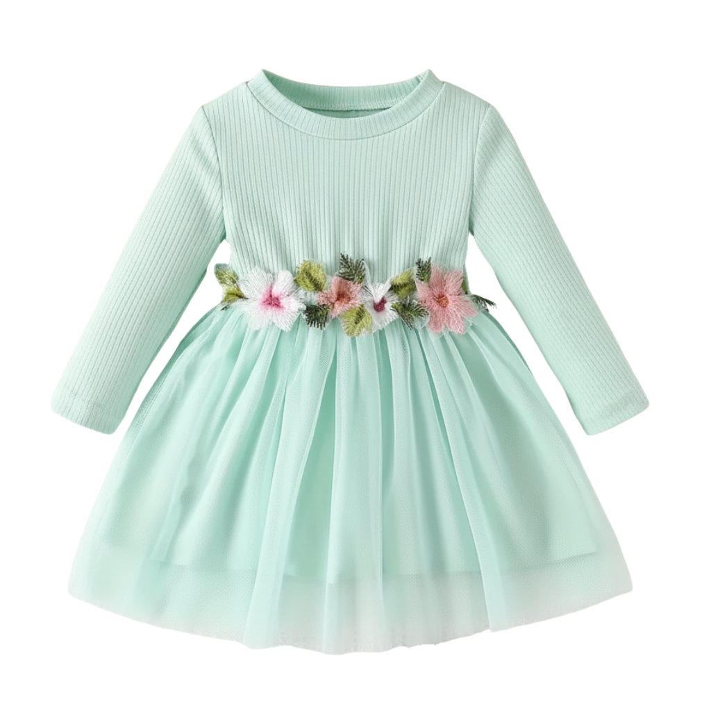 Summer Casual Dress With Floral Waistband 