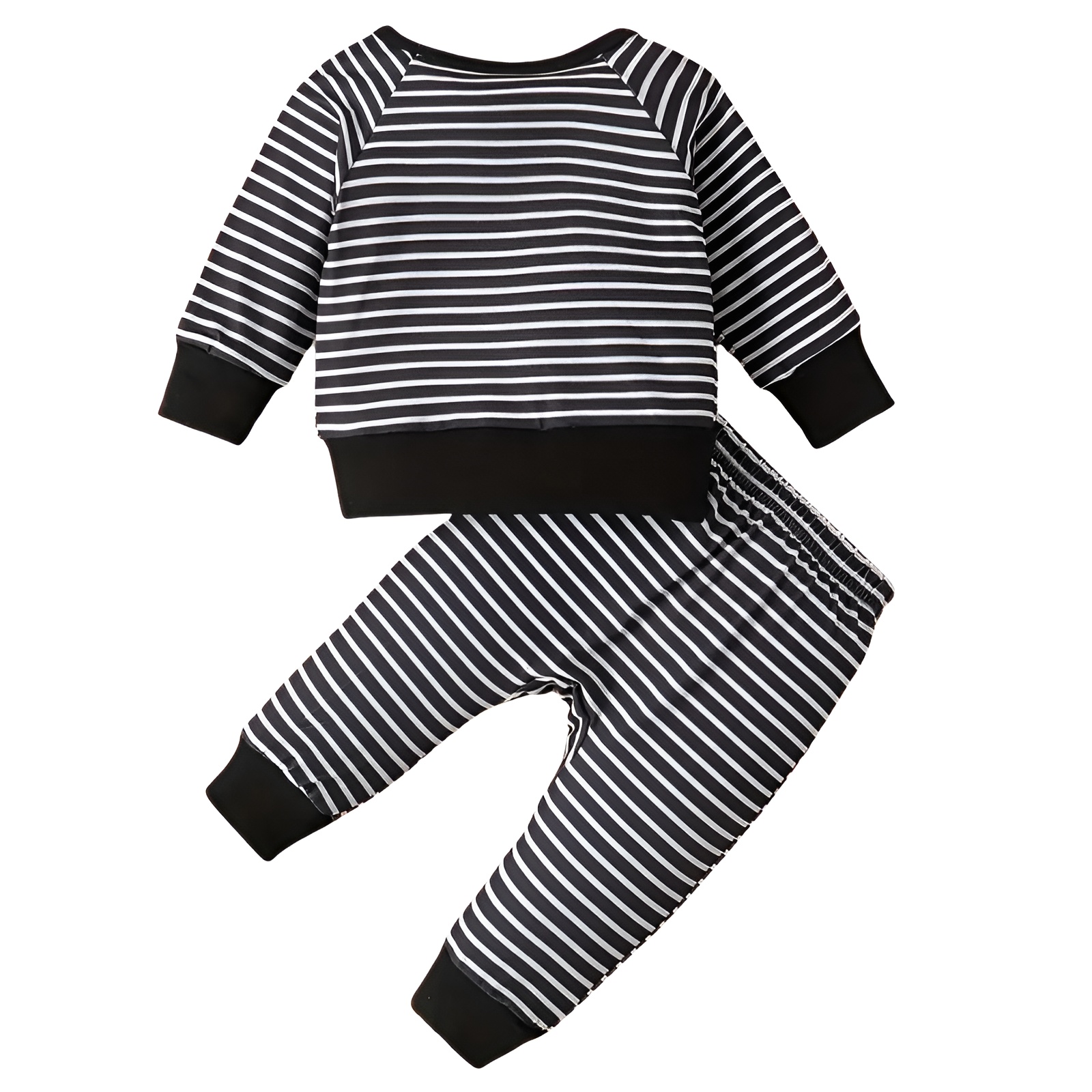 2pcs Boys Casual Stripe Pattern Sweatshirt and Pants