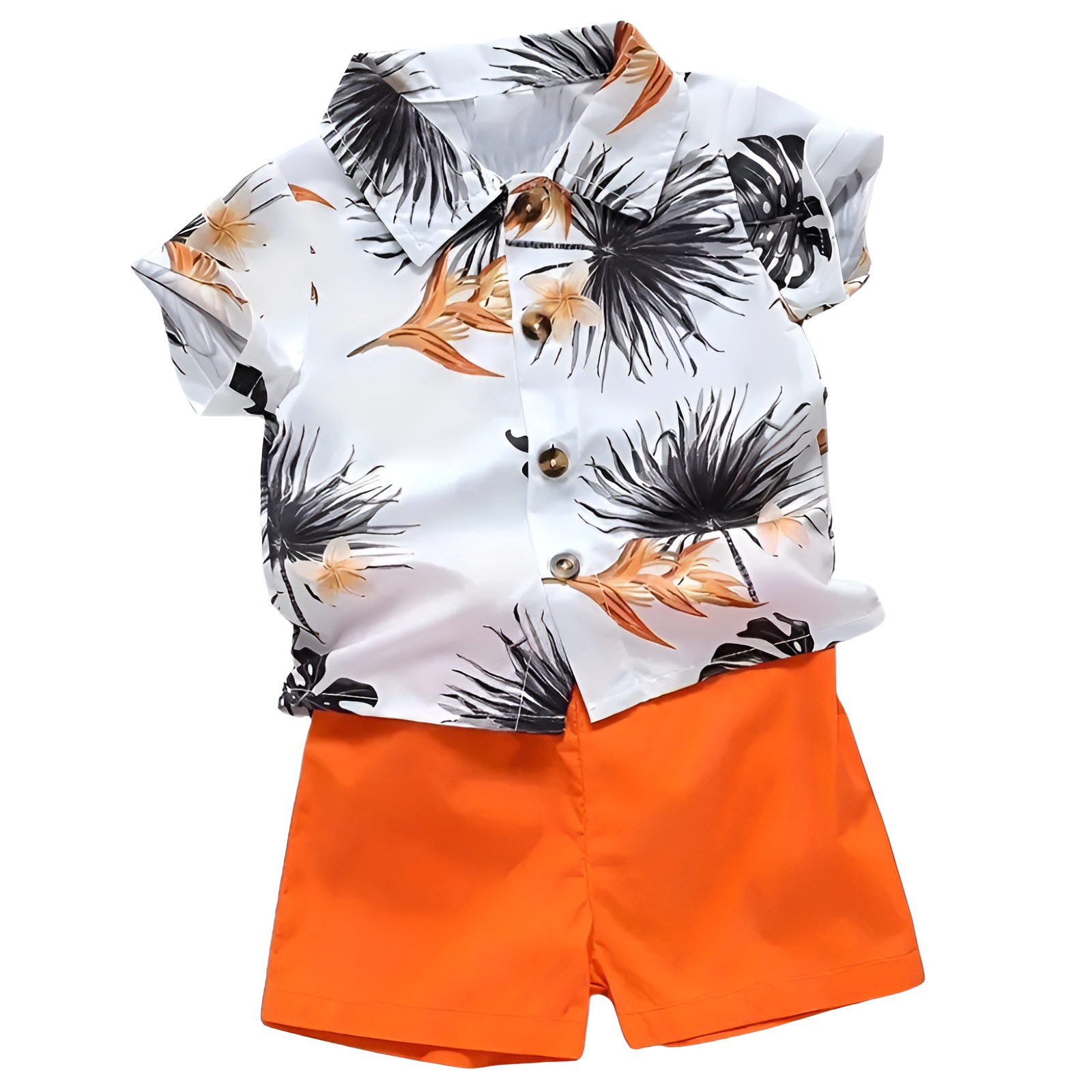 Boys Short Sleeve Print Shirt and Shorts Two Piece Set