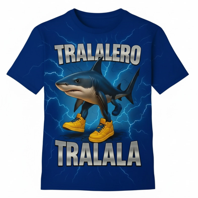Casual Tralalero Shark Graphic T Shirt For Boys
