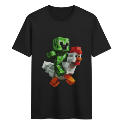 Minecraft Creeper Chicken Ride T Shirt