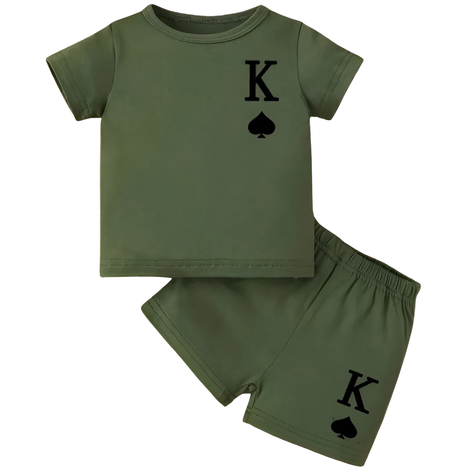 Boys Letter Print Short Sleeved Tshirt and Shorts Two Piece Set