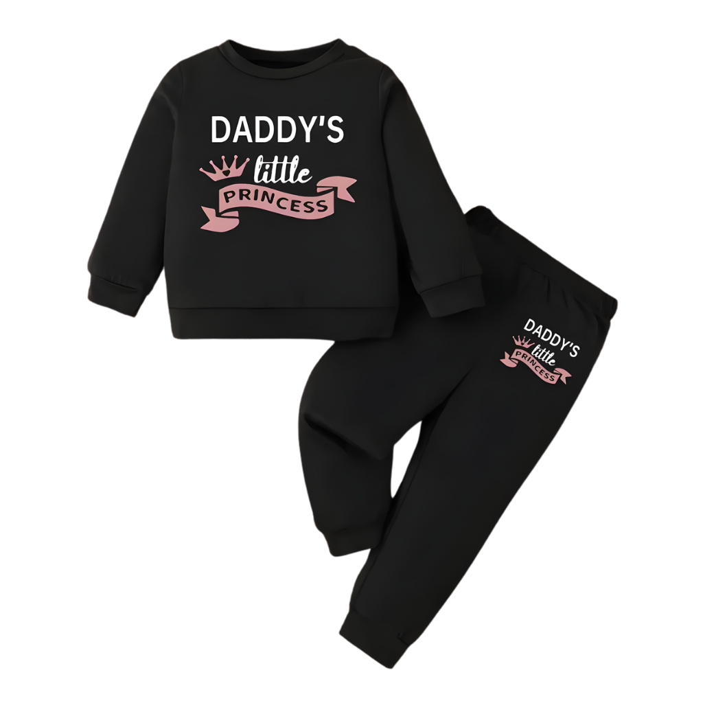  Autumn Baby Girl Round Neck Letter Print Long Sleeve Set