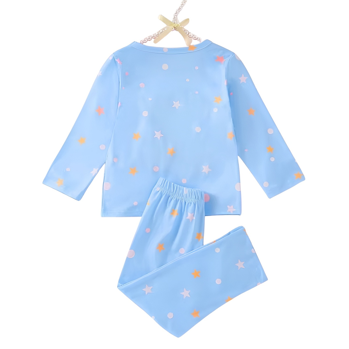 Slogan and Stars Moon Rocket Print Pajama Set for Girls