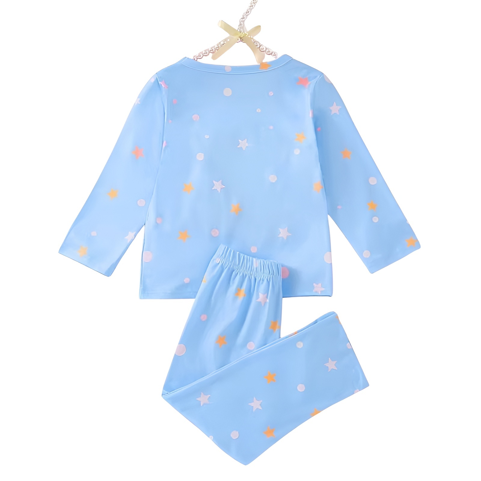 Slogan and Stars Moon Rocket Print Pajama Set for Girls