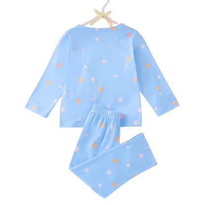 Slogan and Stars Moon Rocket Print Pajama Set for Girls