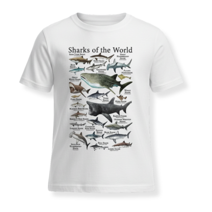 Sharks Of The World Graphic Printed T Shirt For Boys