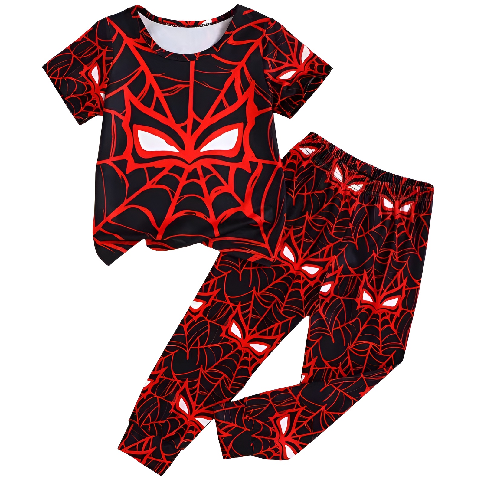 Spider Pattern Two Piece Kids Pajama Set