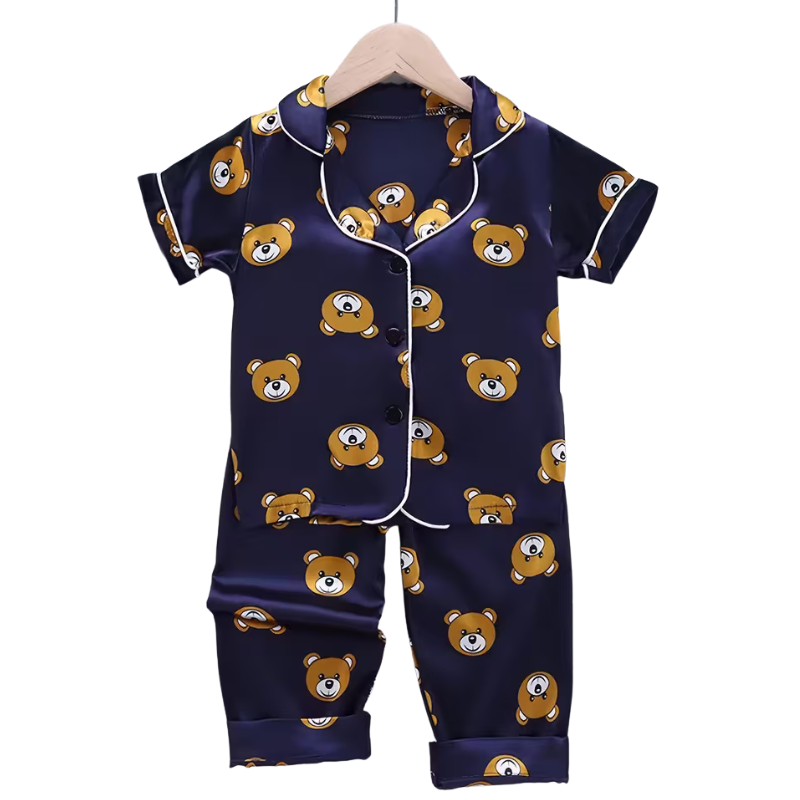 Cartoon Bear Print Short Sleeve Pajama Set