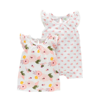 2Pcs Baby Girl Sleeveless Romper Floral Bodysuits-Children Cloth Shop