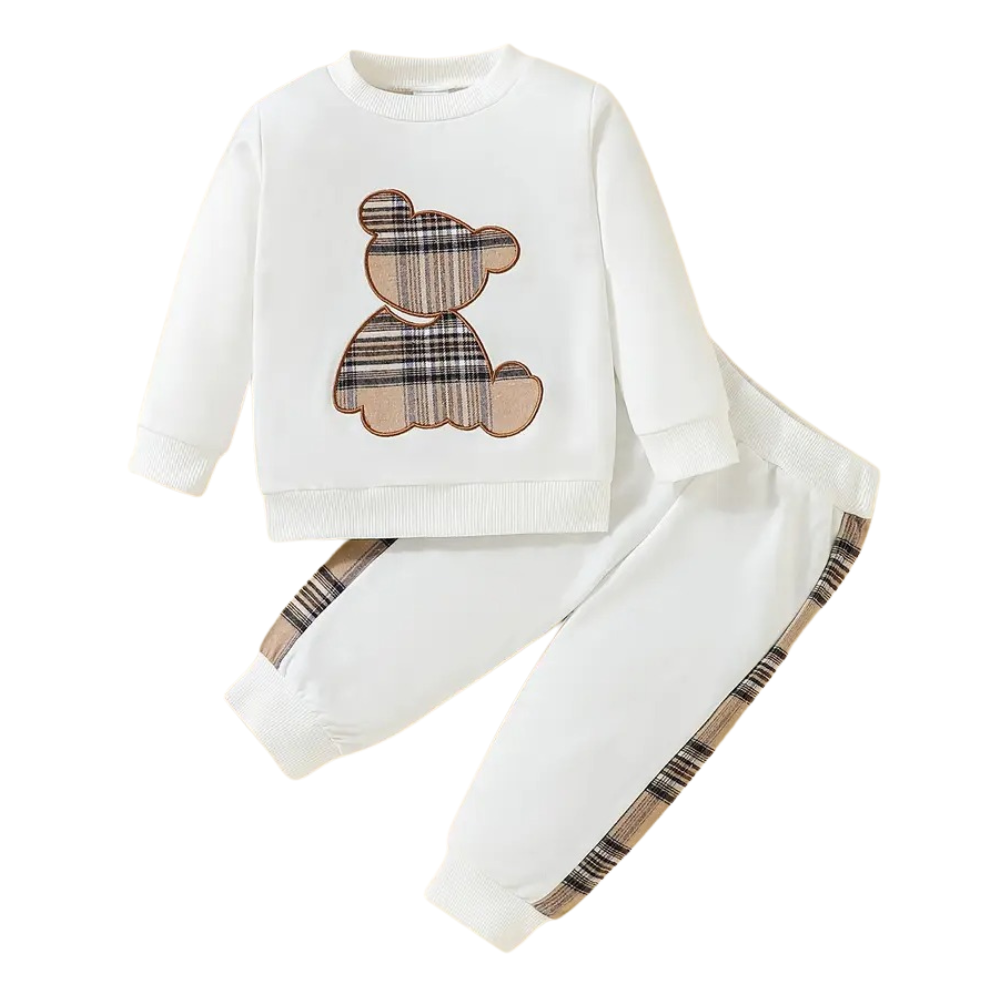 Bear Embroidery Toddler Two Piece Outfit Set