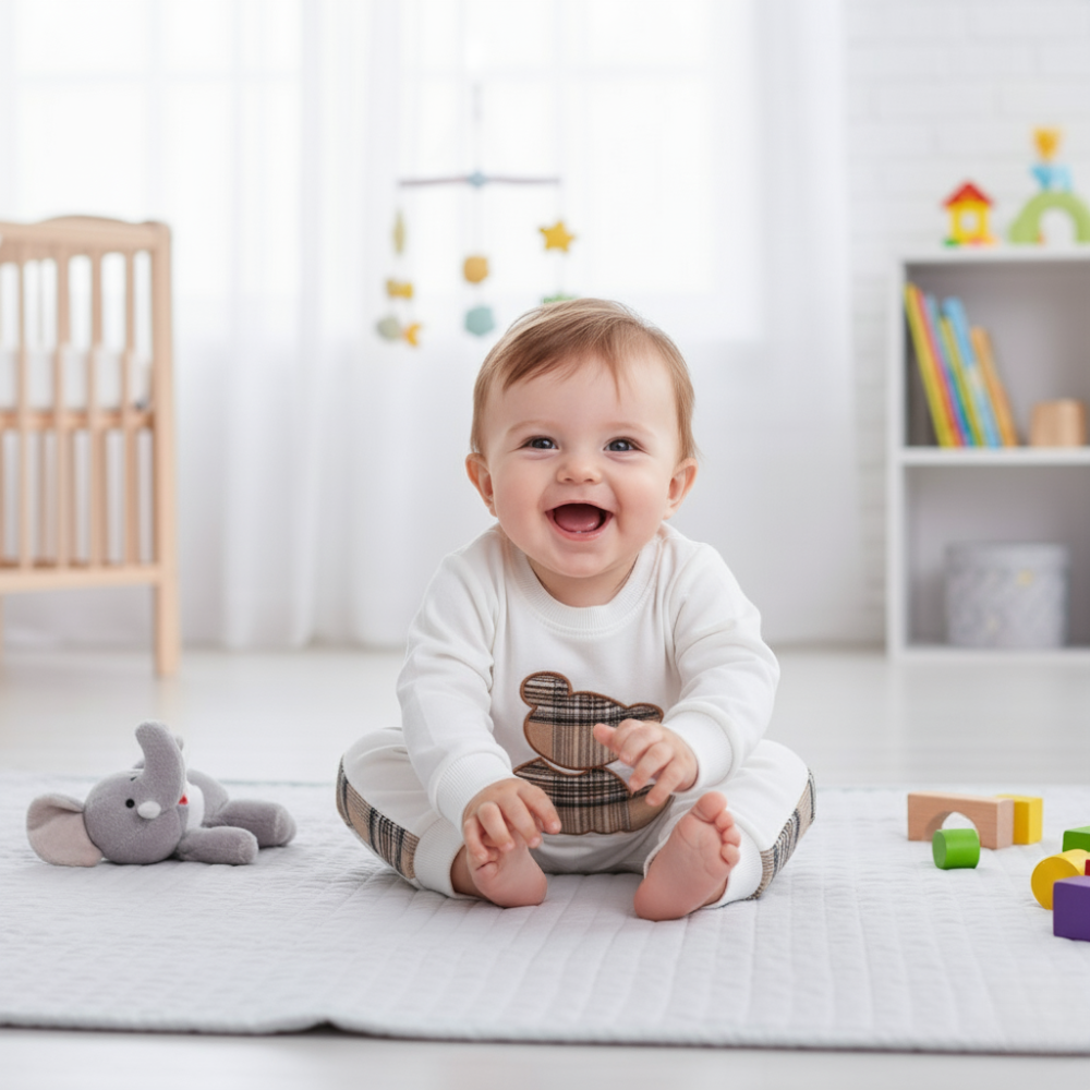 Bear Embroidery Toddler Two Piece Outfit Set