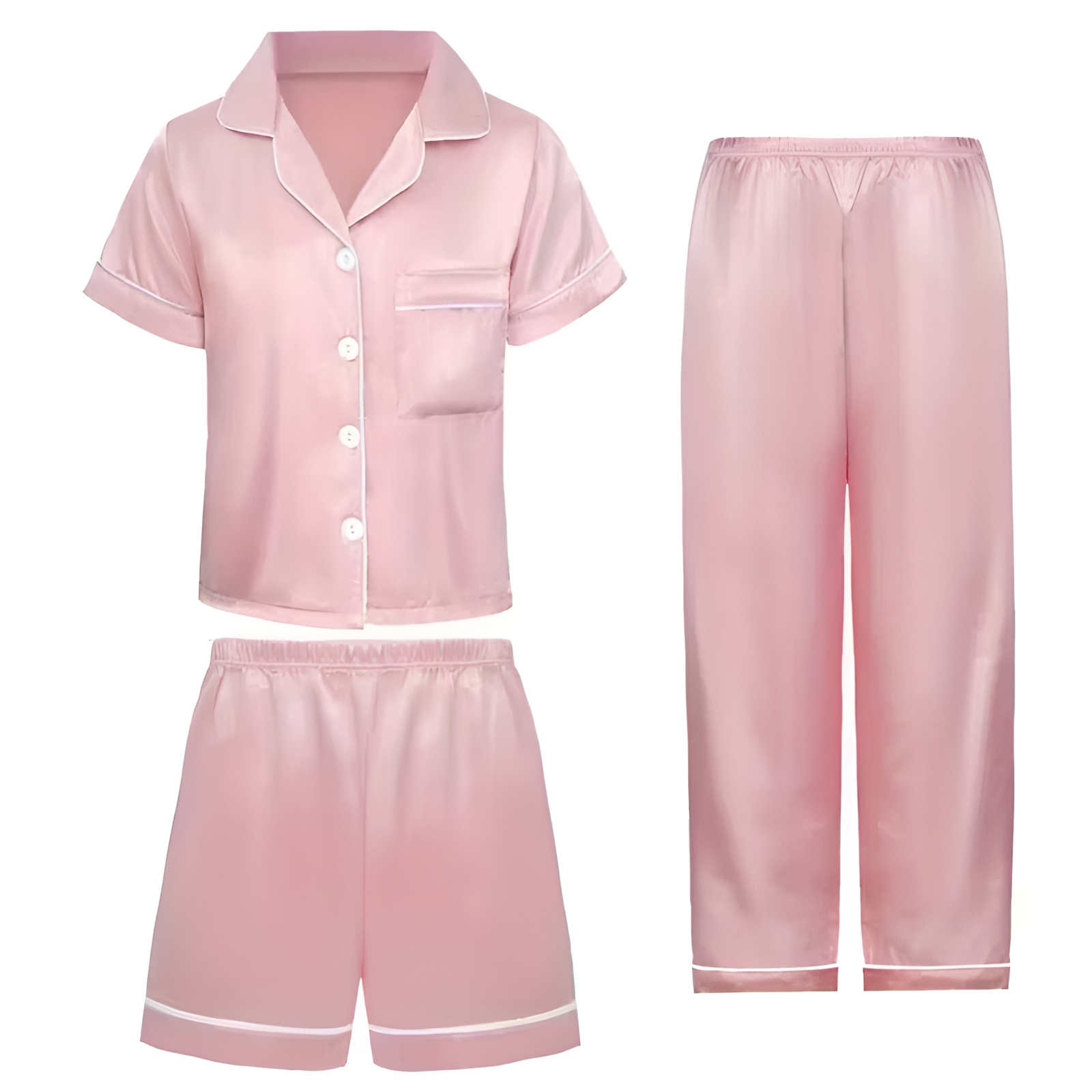 Autumn Satin Short Sleeve Pajama Set