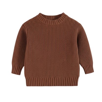 Long Sleeve Cable Knit Pullover For Baby With Button Closure