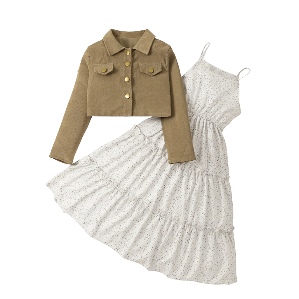 Autumn Buttoned Short Flannel Long Sleeve Camisole Dress