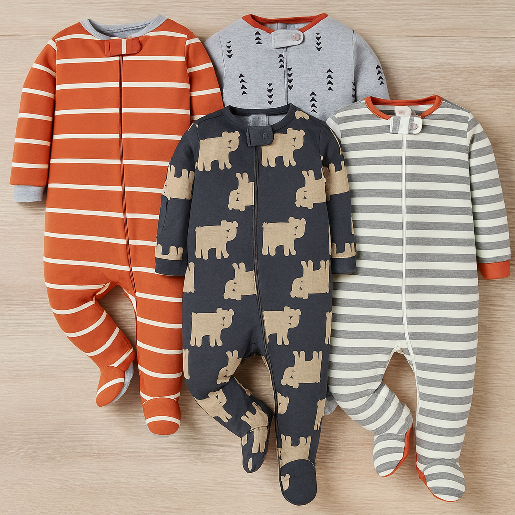 Baby Boys 4 Pack Sleep N Play Footies