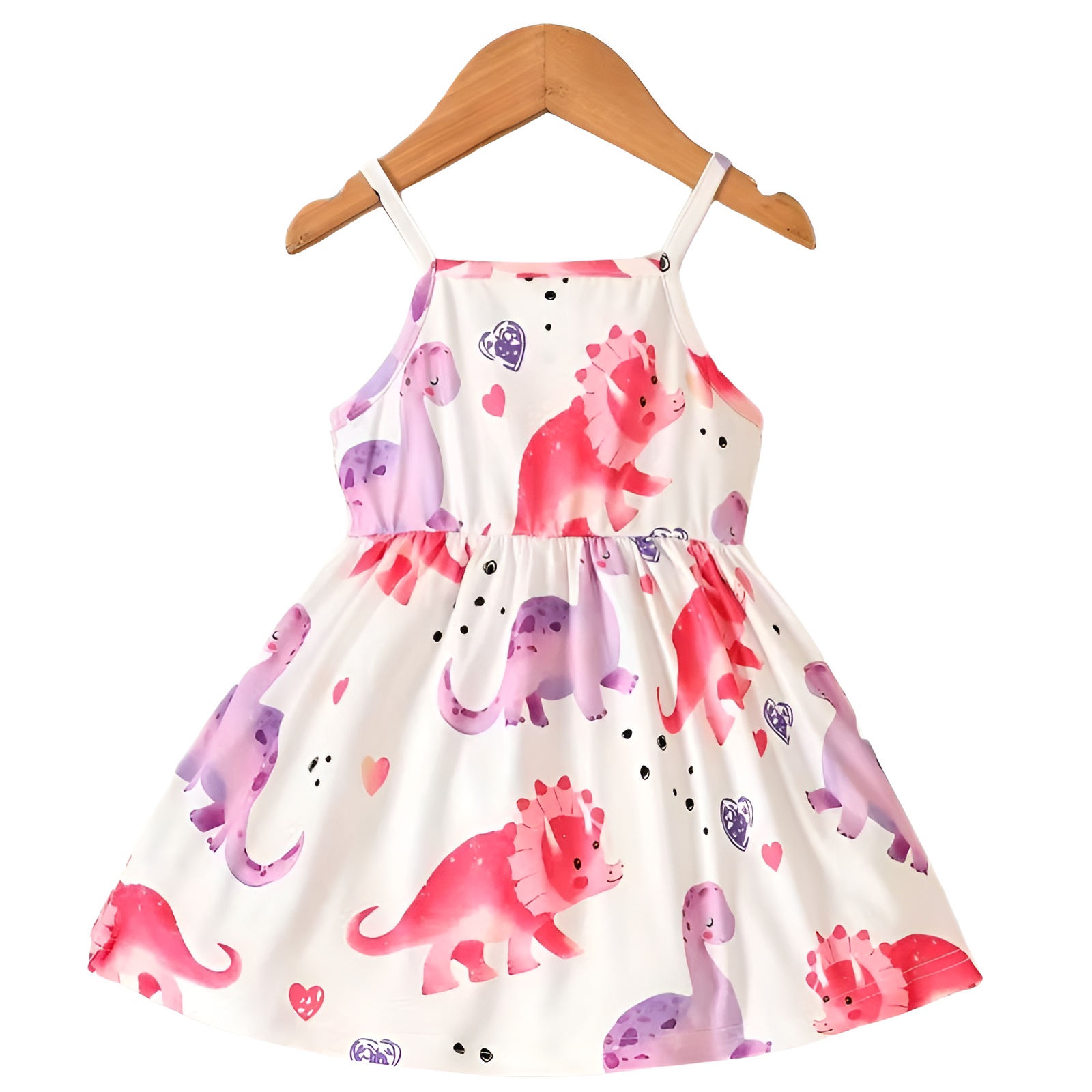 Dinosaur Cartoon Print Sleeveless Sundress for Girls