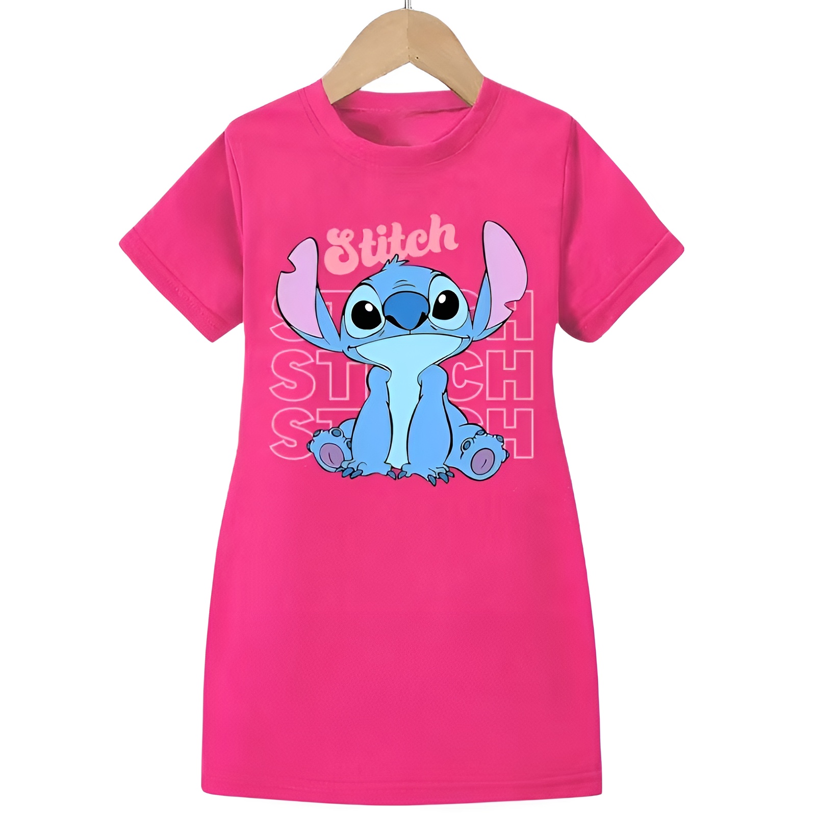 Stitch Cartoon Print Dress for Girls