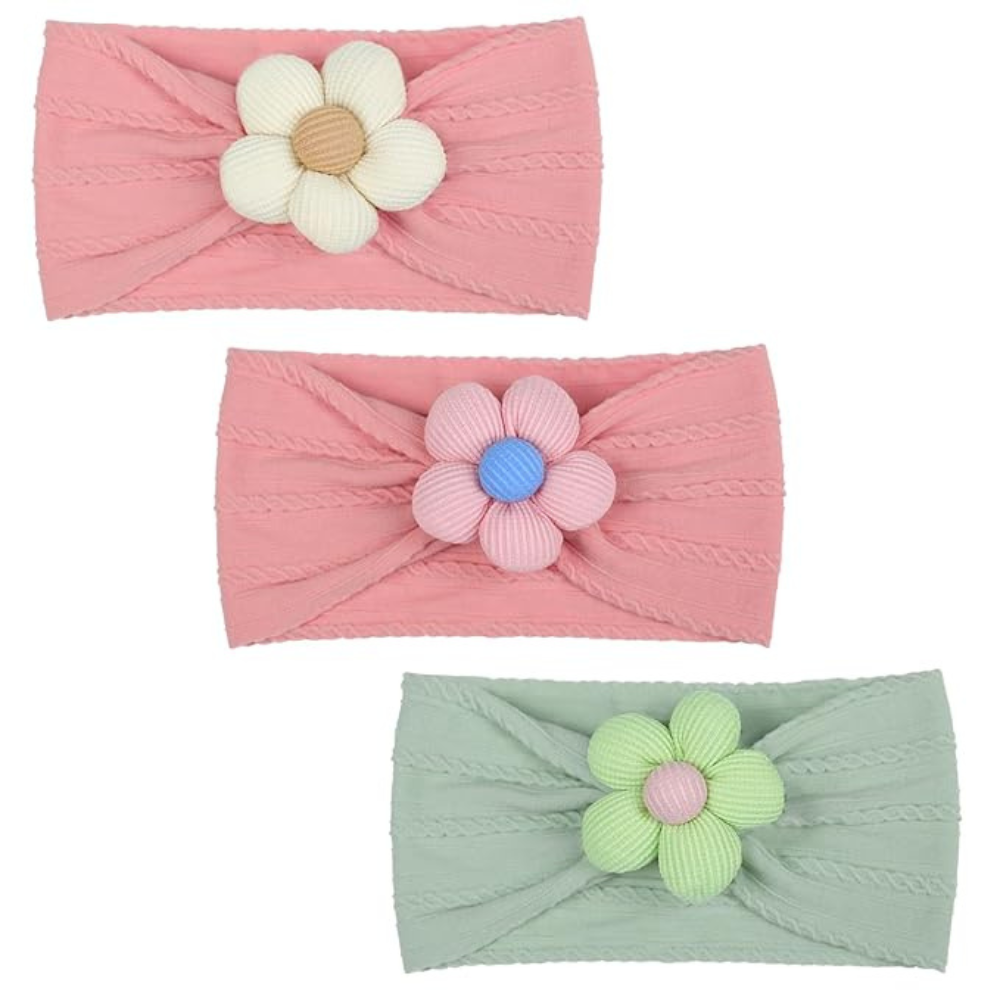 Baby Flower Soft Headbands For Baby Girls Pack Of 3