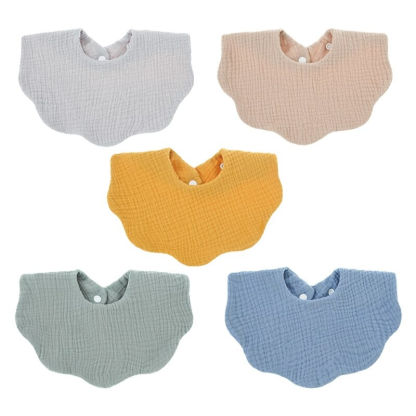 5Pcs Pure Cotton Baby Feeding Bibs-Children Cloth Shop