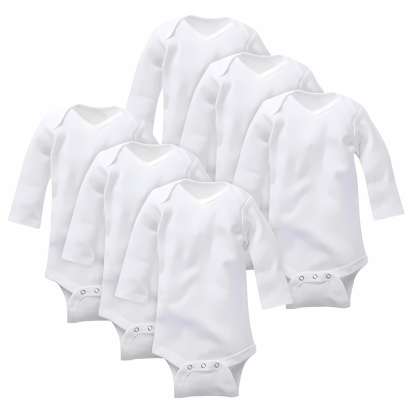 Unisex Baby Multi Pack Long Sleeve Onesies Bodysuit Mitten Cuff Sizes Pack Of 6
