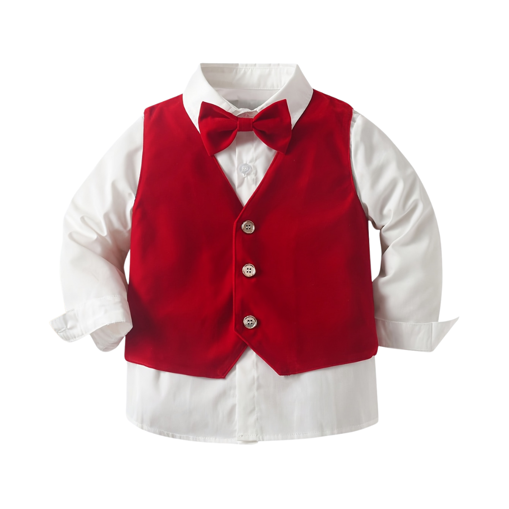 Gentleman Four Piece Suit Set With Shirt Vest Pants And Hat For Boy